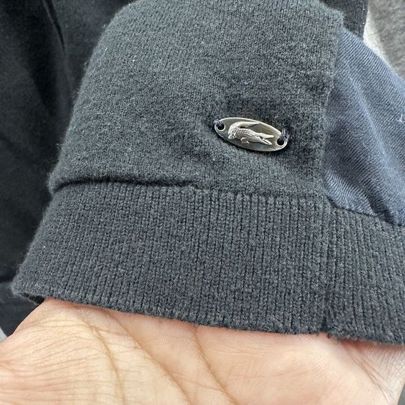 Lacoste Womens Cardigan Size 36 Black Button Up Long Sleeve Sweater - Picture 4 of 12